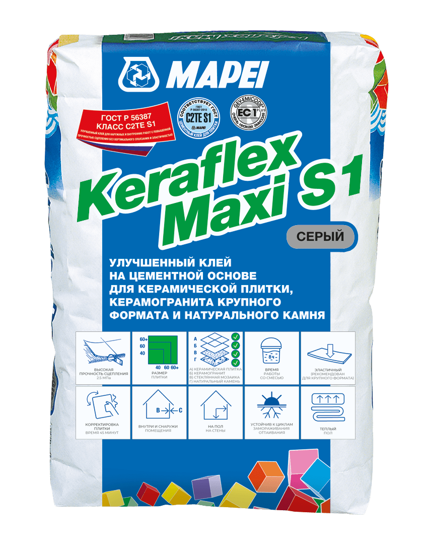 "KERAFLEX MAXI S1 GREY" Клей эластичный на цементной основе 25кг